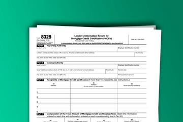 Form 8329 documentation published IRS USA 10.22.2012. American tax document on colored