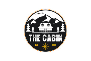 Village cabin logo vector lodge house illustration design outdoor roof house residence real estate