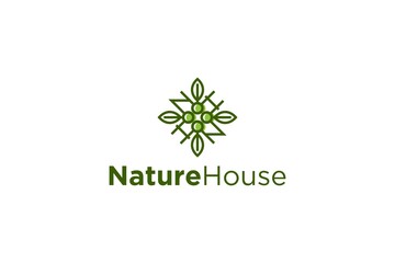 Nature leaf rounded logo design organic fresh farm botany herbal life