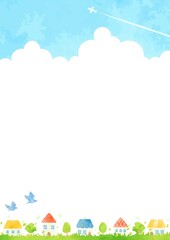 Obraz premium のどかな町の風景イラスト