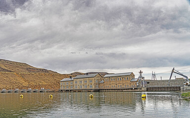 Swan Falls Dam, concrete gravity type hydroelectric dam on the Snake River,  Near Murphy, Idaho....