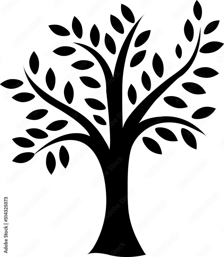 Poster simple tree decor silhouette vector image on white background..eps