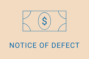 Obraz premium notice of defect . Minimalist dollar image. Simple illustration on financial theme. notice of defect blue logo. Beige XX background. Economic banner.ART blur