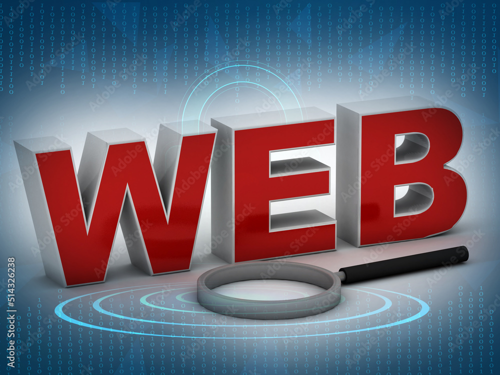 Poster 3d rendering web search on digital background
