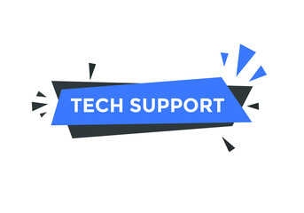 Tech Support text button. Colorful Tech Support  web banner template. Sign icon label
