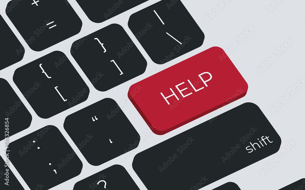 Leinwandbilder Help button on keyboard keys vector. Simple style