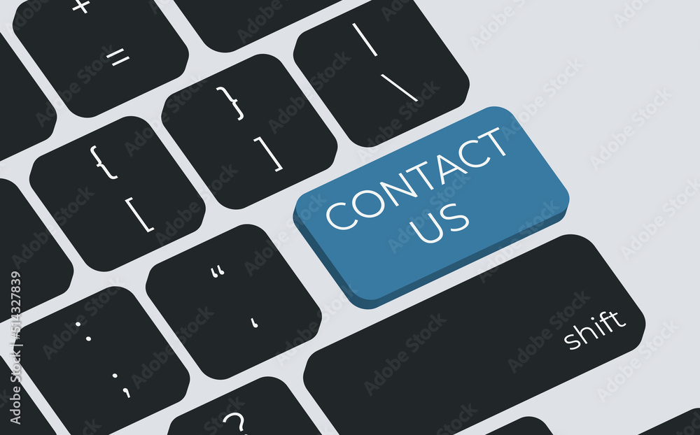 Poster contact us button on keyboard keys vector