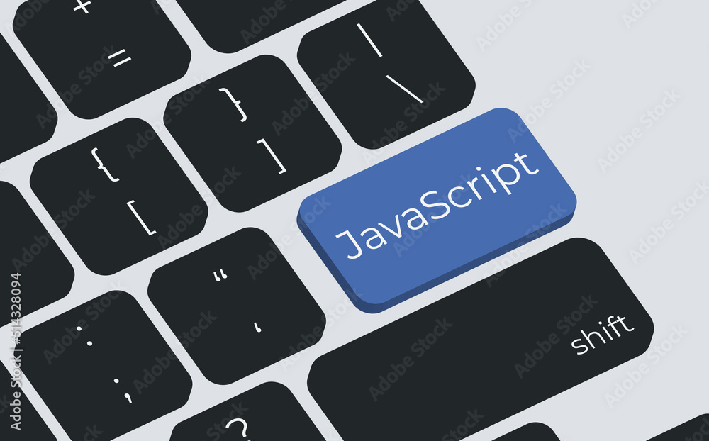 Aufkleber Javascript button on keyboard keys vector. Simple style