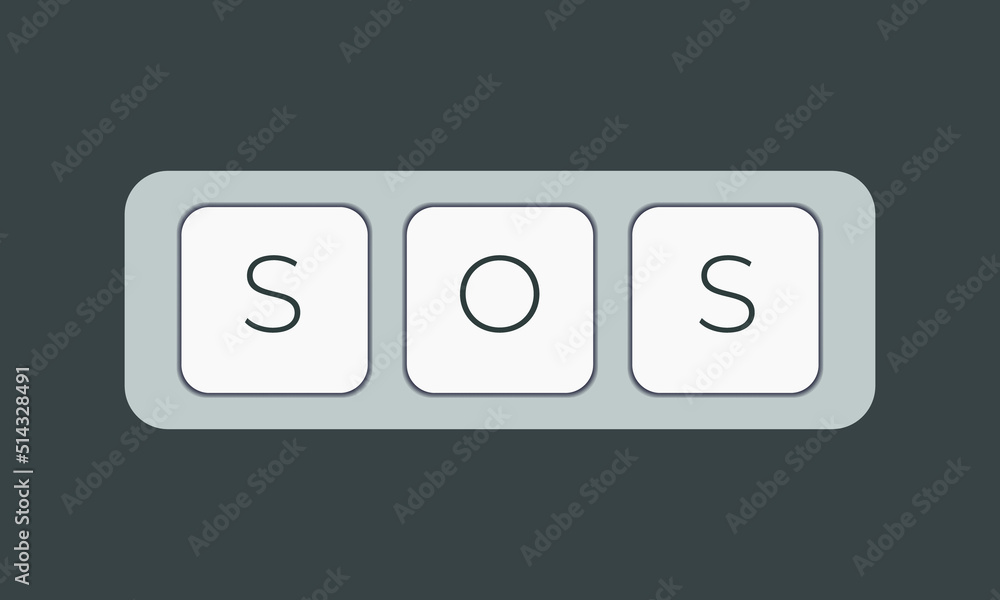 Leinwandbilder Computer keyboard key with key sos. Keyboard keys icon button