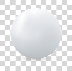 Realistic white sphere with shadow isolated on transparent background. Mockup template for your design. 3d ball or orb. Concept for advertising or presentation