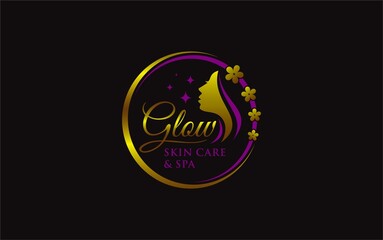 Fototapeta premium Illustration graphic vector of beauty skin care with woman inside style logo design template