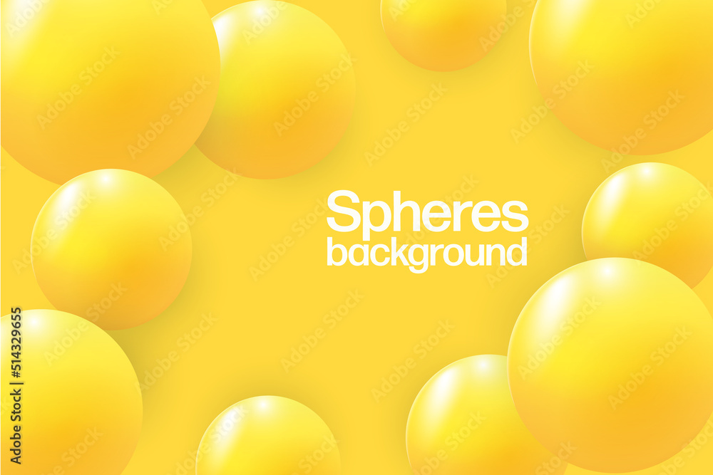 Aufkleber abstract background with dynamic 3d spheres. plastic yellow bubbles. vector illustration of glossy b