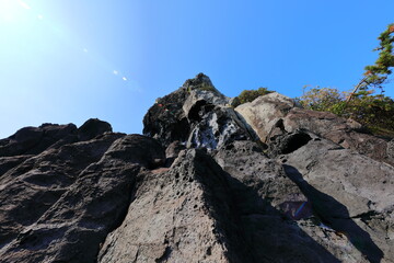 제주 서귀포에 있는 대포동 주상절리의 아름다운 풍경이다.