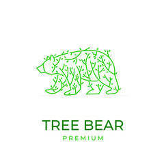 Green leaf tree bear illustration logo