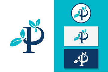 letter P leaf logo icon design vector