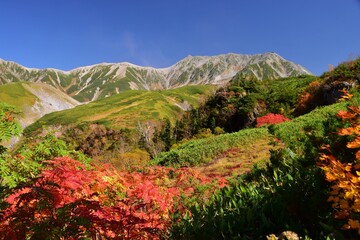 秋・紅葉の立山連峰　