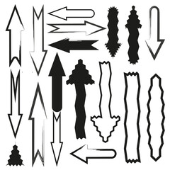 different straight arrows. Set for decorative design. Graphic elements. Vector illustration. stock image.