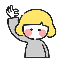 okサインをしているかわいい女の子のイラスト