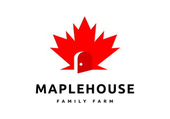 Maple leaf illustration logo, and door, perfect for farm, syrup, and more.