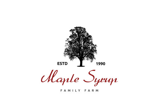 Maple tree illustration logo, suitable for farm, syrup, and more.