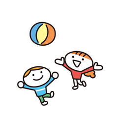 ボールで遊ぶ子供のイラスト