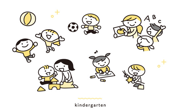 幼稚園の子どもたちのイラストセット