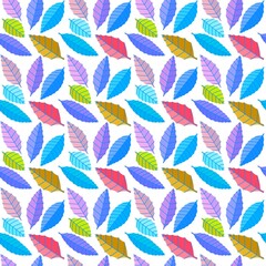 Fototapeta na wymiar Autumn floral seamless geometric leaves pattern for fabrics and wrapping paper and clothes and kids and notebooks
