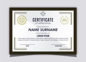 Brown Blue White Simple Abstract Certificate Template