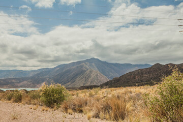 Fototapeta premium Montañas ruta, cielo, rutas argentinas paisaje