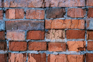 Obraz premium The texture of old brick wall in close-up.