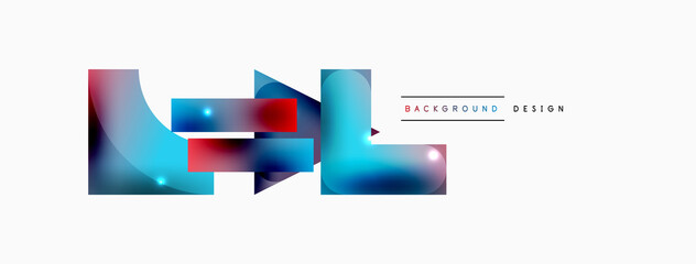 Obraz premium Dynamic composition, shiny geometric shapes abstract background. Trendy techno business template for wallpaper, banner, background or landing