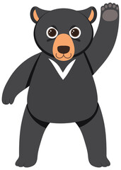 Cute black bear in flat cartoon style