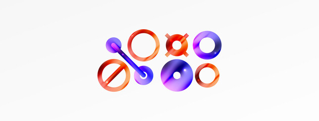 Minimal geometric abstract background. Circle, line and round shapes design. Trendy techno business template for wallpaper, banner, background or landing