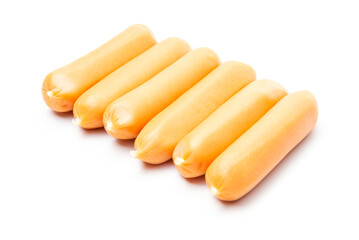 Cutout Pile of Sausage on White Background.