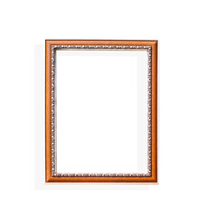 Picture frame with steel and wood patterns isolated on white background , clipping path