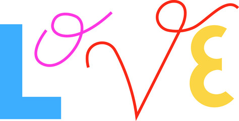 Love with different lettering style