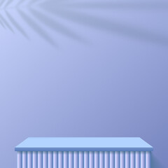 Blue podium in blue background for product presentation. Vector