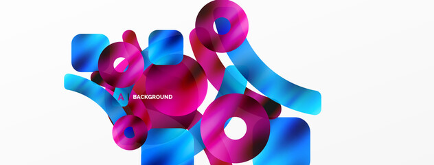 Metallic shiny geometric surfaces, round shapes and circles. Digital web futuristic template for wallpaper, banner, background, card, book Illustration, landing page