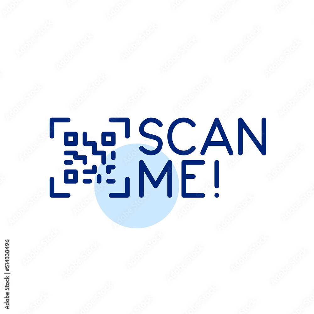 Poster scan me. qr code pixel perfect, editable stroke line art icon