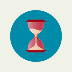 Classic hourglass with draining sand. Time is running. Hourglass timer icon. Vector illustration outline flat design style.