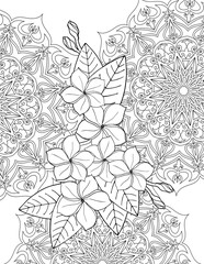  Beautiful Tropical Flowers and Mandala for Coloring page for adults