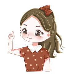 指を上に差す女性　ワンポイント