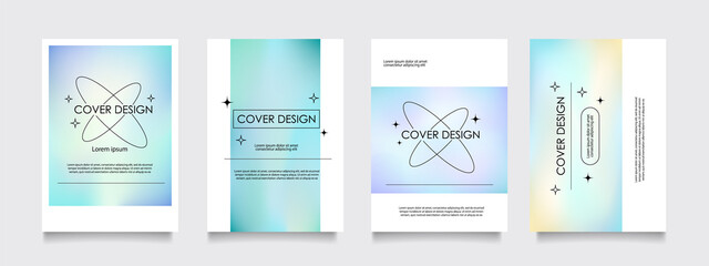 4種類のパステルカラーのグラデーションのベクターカバーデザインセット。ビジネスのパンフレット、カード、ポスターなどの背景として。