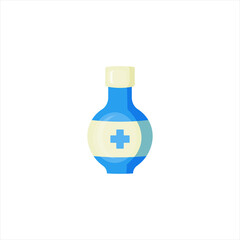 Medical bottle with label. Flat vector illustration.
