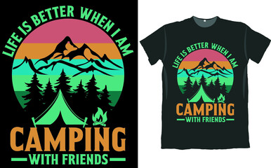 Camping with Friends Camper T Shirt Design