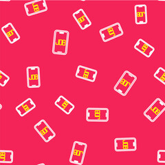 Line Search job icon isolated seamless pattern on red background. Recruitment or selection concept. Human resource and recruitment for business. Vector