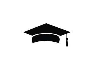 Graduation Cap icon Vector illustration. Graduation Hat Sign, emblem isolated on White Background, for University Graphic