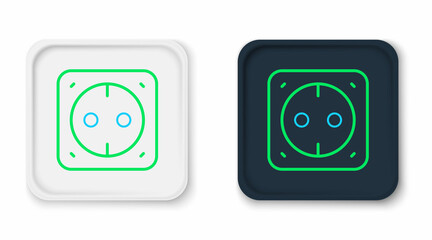 Line Electrical outlet icon isolated on white background. Power socket. Rosette symbol. Colorful outline concept. Vector