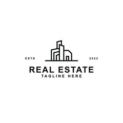 modern real estate logo vector design concept inspiration. Minimalistic real estate business logo design vector illustration with outline, elegant and unique styles isolated on white background.