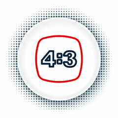 Line Photo frame 4-3 icon isolated on white background. 16-9 photo size. Camera sensor size. Colorful outline concept. Vector